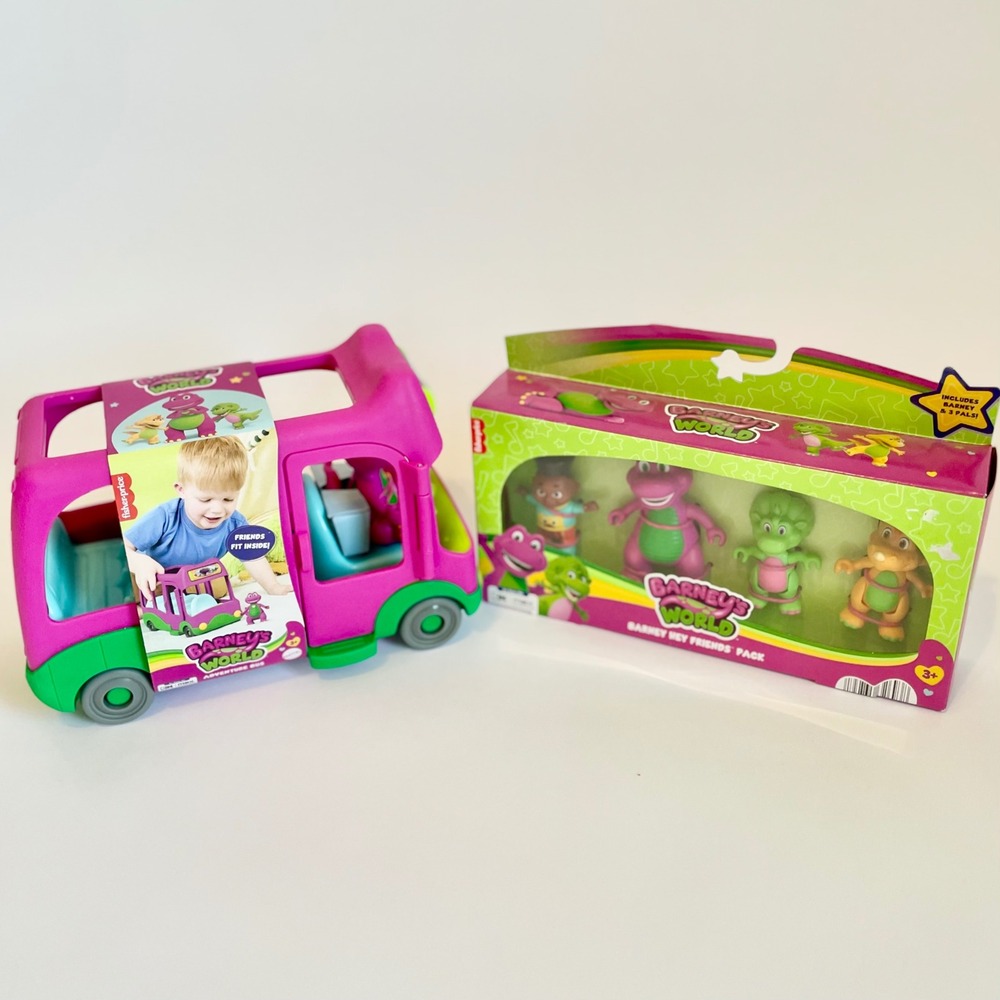 Fisher-Price Barney's World Adventure Bus & Hey Friends Figure Pack Bundle NEW
